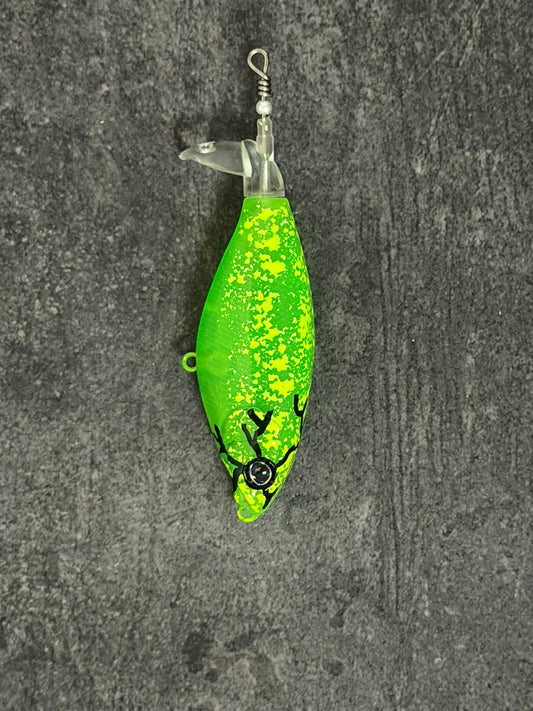 90 mm Topwater plopper (Nuclear Meltdown Battle Shad)
