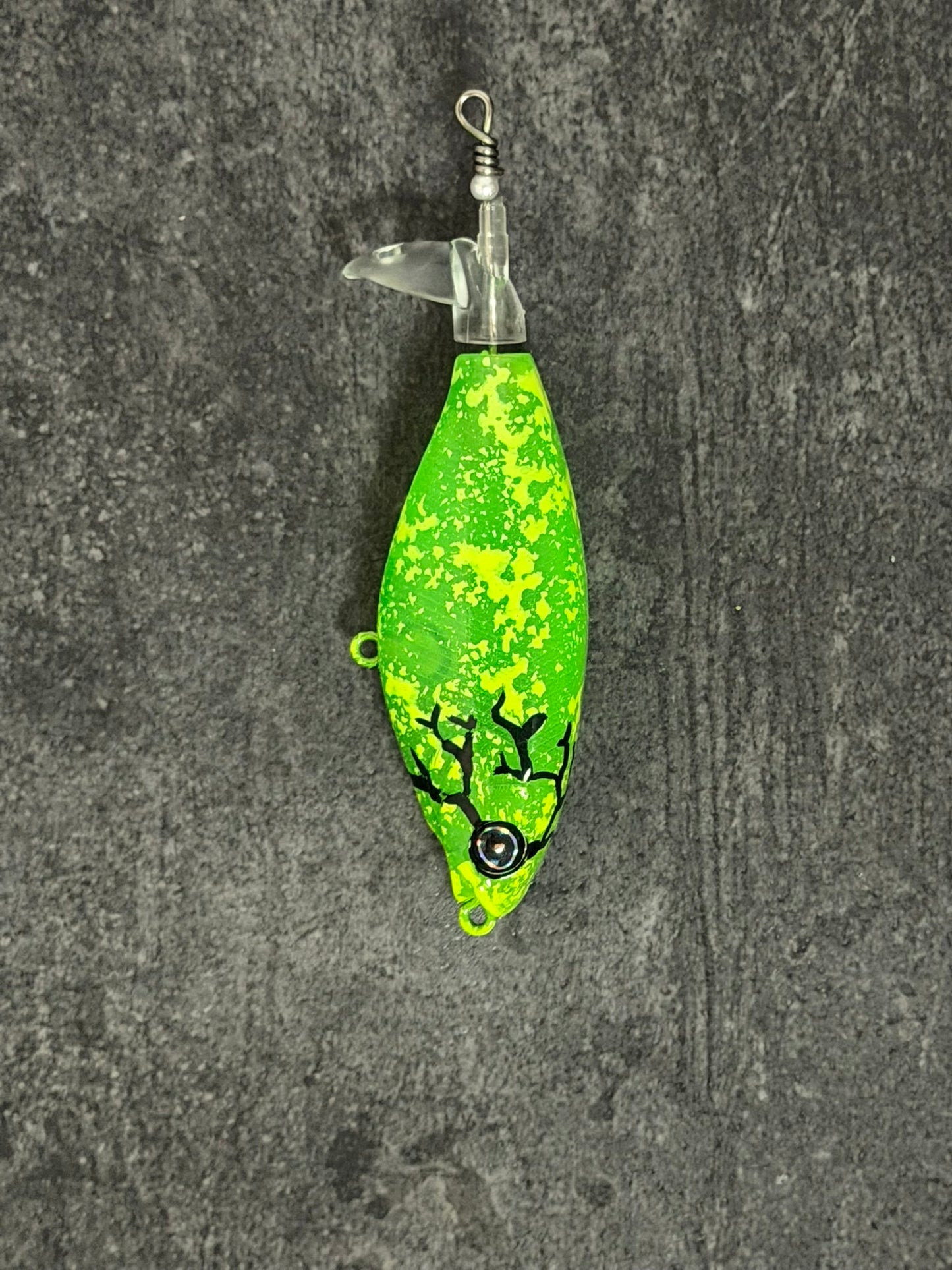 90 mm Topwater plopper (Nuclear Meltdown Battle Shad)
